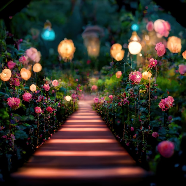 majestic garden, cinematic lighting