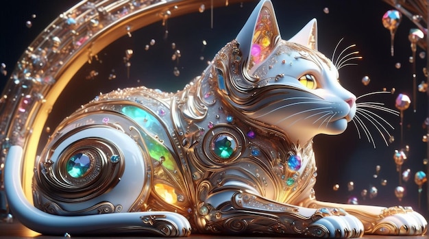 Majestic GemEncrusted Mechanical Cat