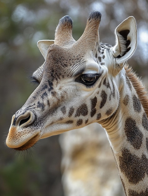 Majestic Giraffe CloseUp Wildlife Portrait in Natural Habitat