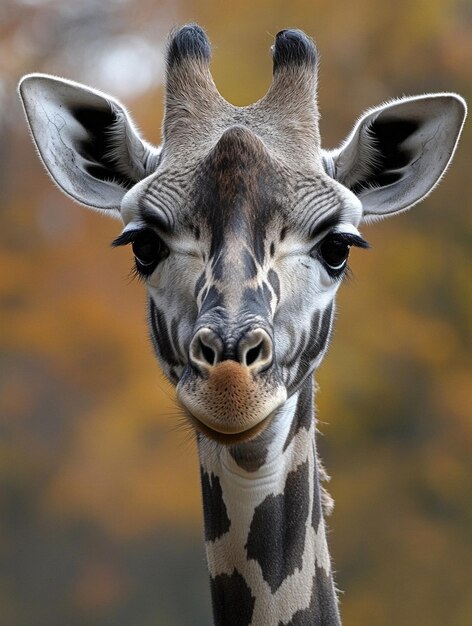 Majestic Giraffe Portrait Against Autumn Background