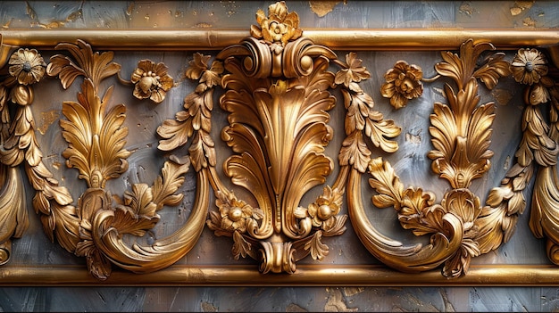 Majestic Golden Baroque Wall Molding with Lush Acanthus Scrolls