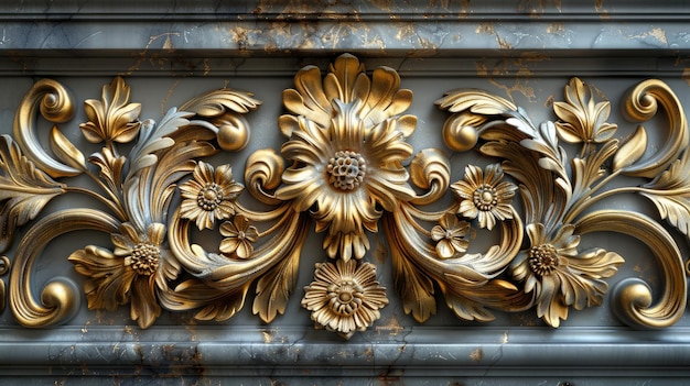 Majestic Golden Baroque Wall Molding with Lush Acanthus Scrolls