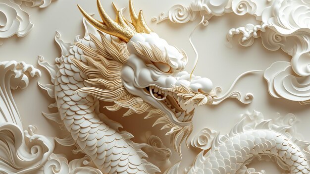 Majestic Golden Dragon Sculpture