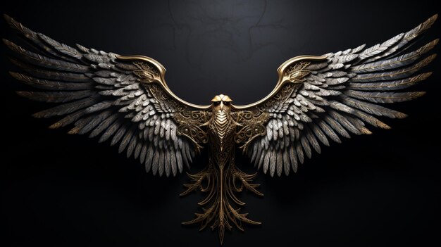 Majestic golden eagle wings unfold against a spectacular black backdrop capturing the essence of the Gilded Age