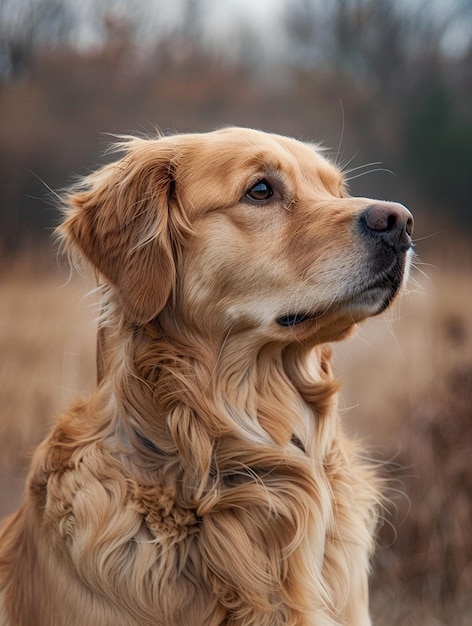 Majestic Golden Retriever Portrait in Natural Landscape