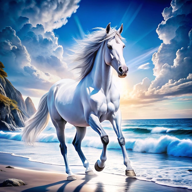 Majestic Horse in Scenic Landscape Symbol of Freedom and Natural Beauty