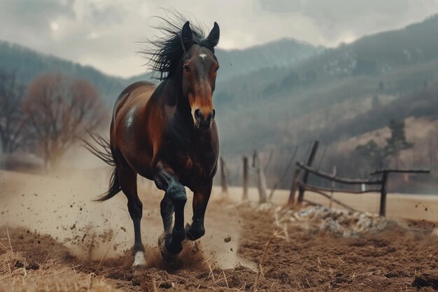 Majestic horses galloping freely in open fields oc