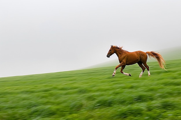 Photo majestic horses galloping freely in open fields oc