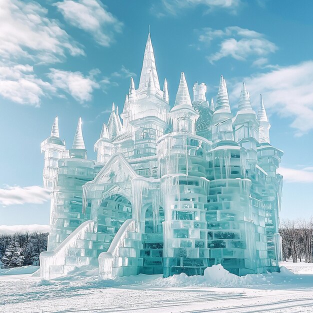 Photo majestic ice castle with a ratio of transparent