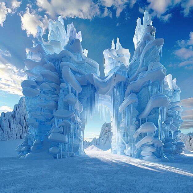 Photo majestic ice castle with a ratio of transparent