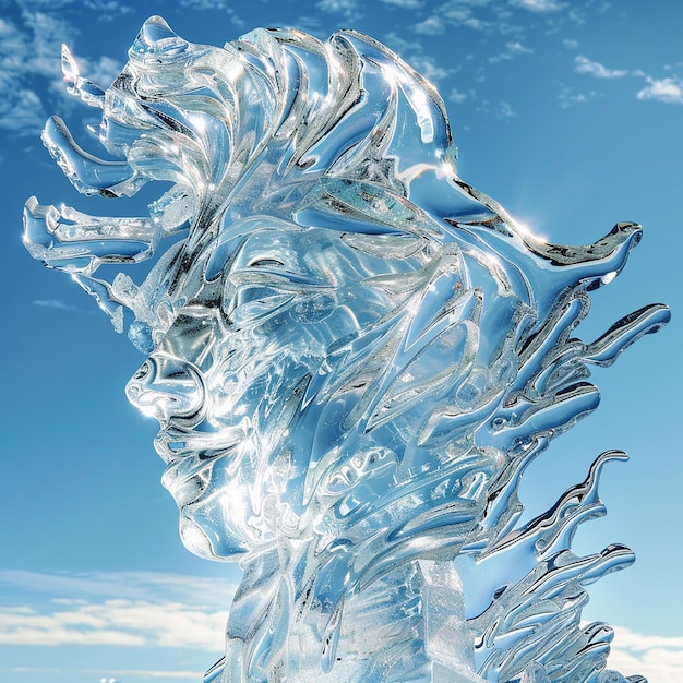 Photo majestic ice sculpture of a mythical ice goddess