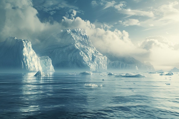 Majestic icebergs floating in a frigid ocean