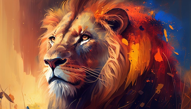 Majestic and imposing lion painted style generative AI