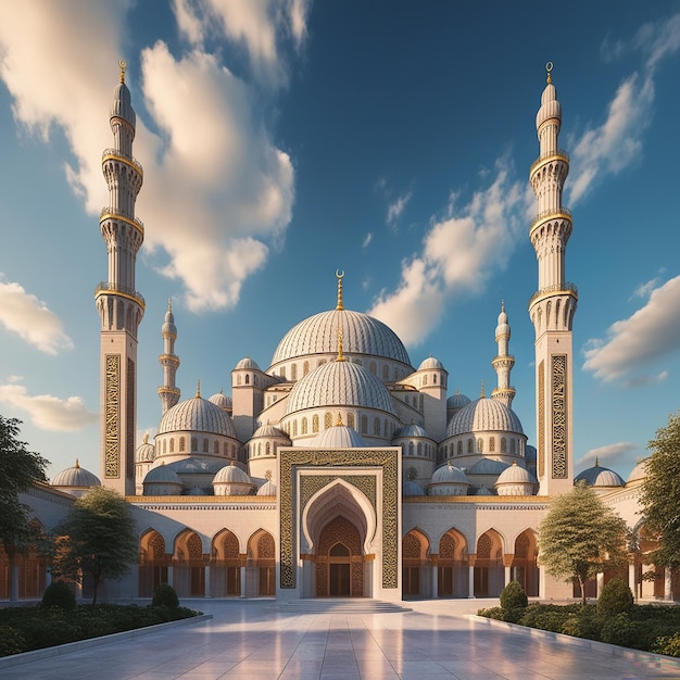 A majestic Islamic mosque situated in a seren