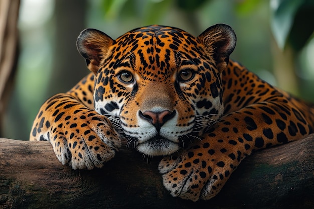 Majestic Jaguar Resting on a Branch