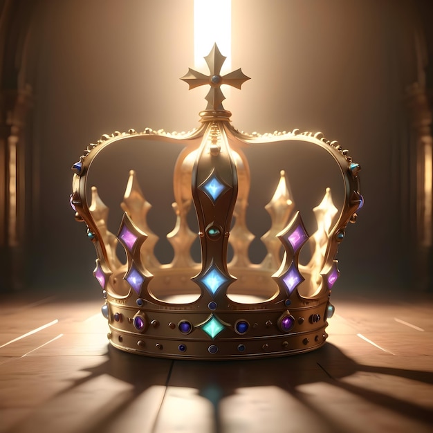 Majestic Jeweled Golden Crown Resting on Display