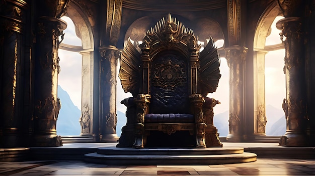 majestic king throne chair on the luxurious roomAI Generative