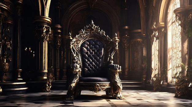 majestic king throne chair on the luxurious roomAI Generative