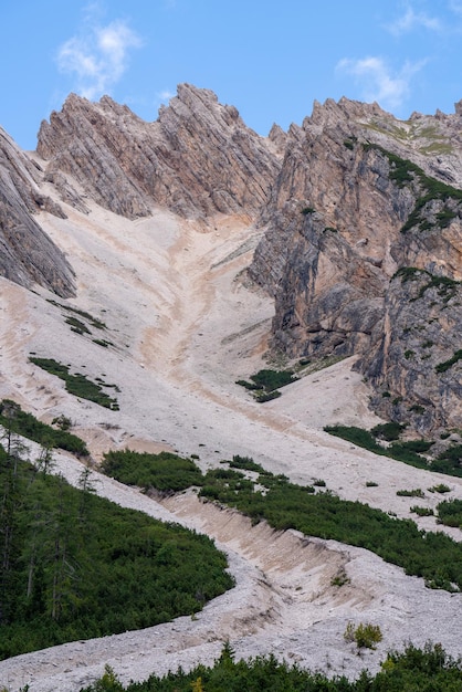 Majestic landscape in the mountains Dolomites Italy Alps Trails in the mountains Beautiful rocks and clouds Beauty of nature Famous tourist place High mountains Summer Rocks