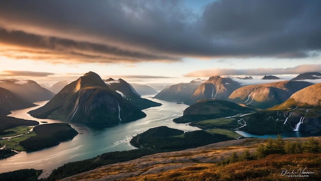 Photo majestic landscape of norway