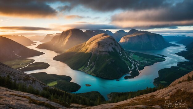 Photo majestic landscape of norway