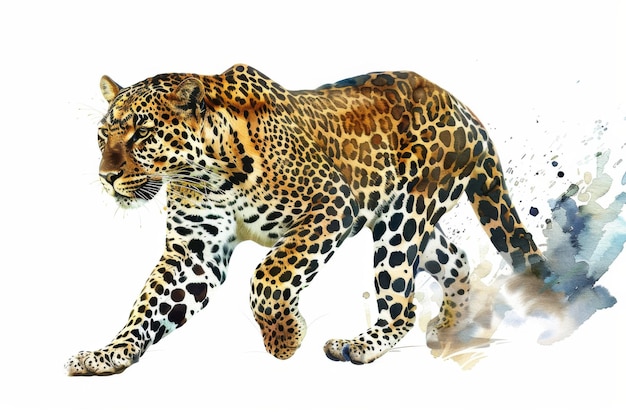 Majestic Leopard Portrait in Watercolor Art