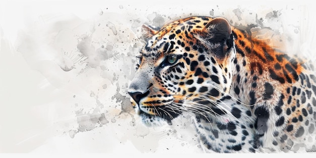 Majestic Leopard Portrait in Watercolor Art