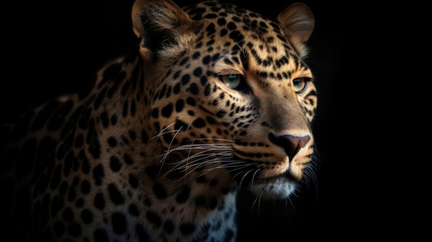 Majestic Leopard Staring Intensely Against Black Background Predator Series