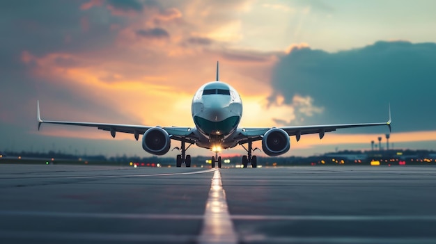 A Majestic Leviathan Awaits Its Ascension The Gigantic Jetliner Perched on the Silent Airport Tarmac