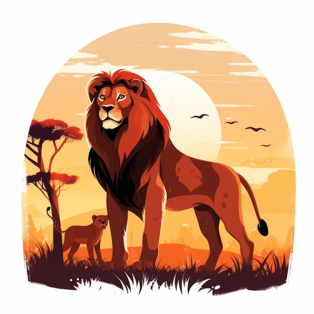 The Majestic Lion King A Fairy Tale Vector Isolated on White Background