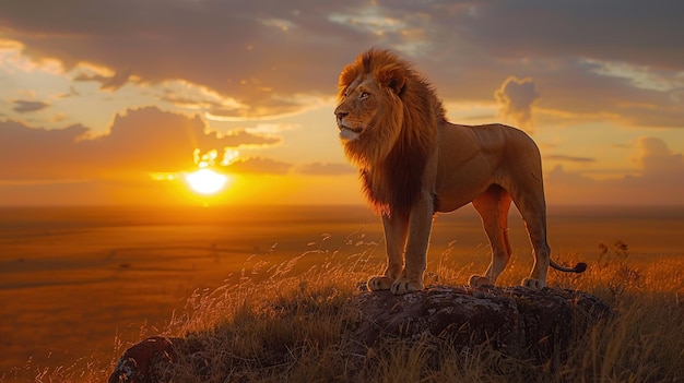 Majestic Lion at Sunset