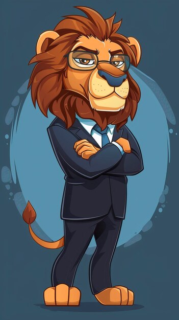 Photo a majestic lion teacher cartoon style lion drawing