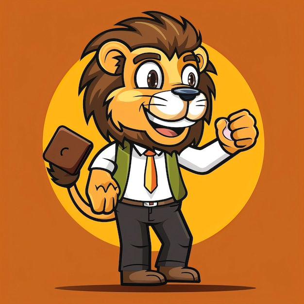 Photo a majestic lion teacher cartoon style lion drawing