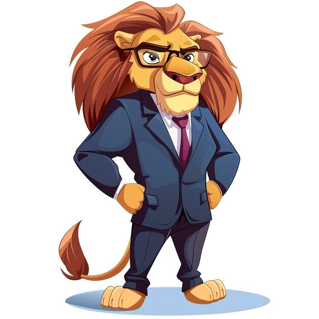 Photo a majestic lion teacher cartoon style lion drawing