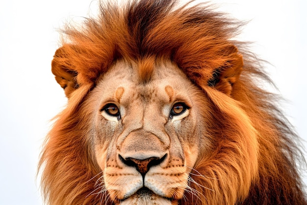 A majestic lion on a white background