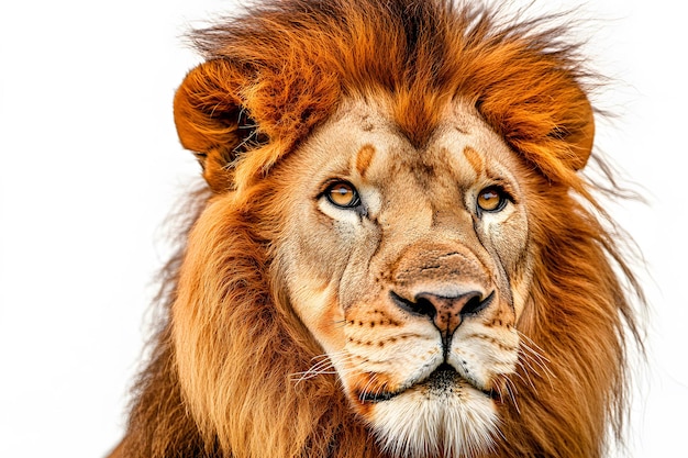 A majestic lion on a white background