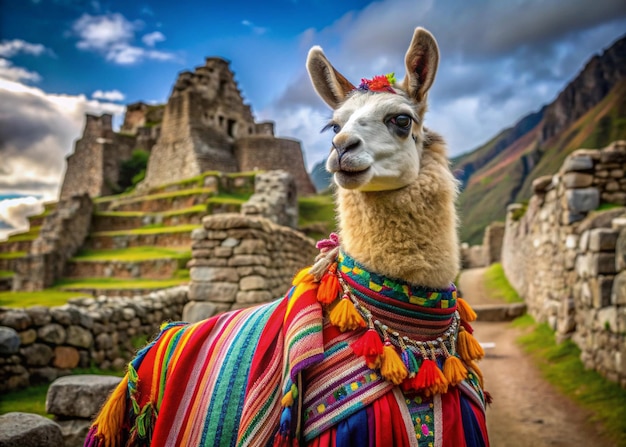 Majestic Llama in Andean Landscape Icon of South American Culture