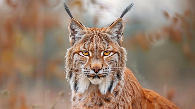 Photo majestic lynx portrait in natural habitat wild animal photography