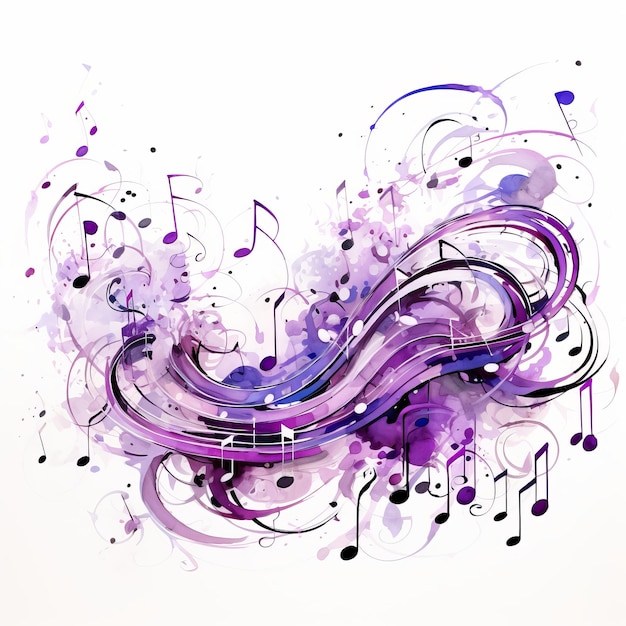 Photo majestic melodies exploring artistic symphony in purple harmony on a white canvas