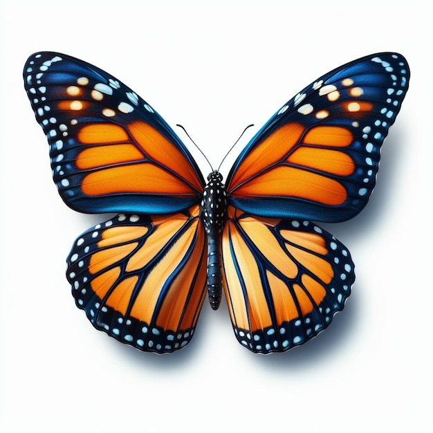 Majestic Monarch Butterfly Realistic Photo Against White Background