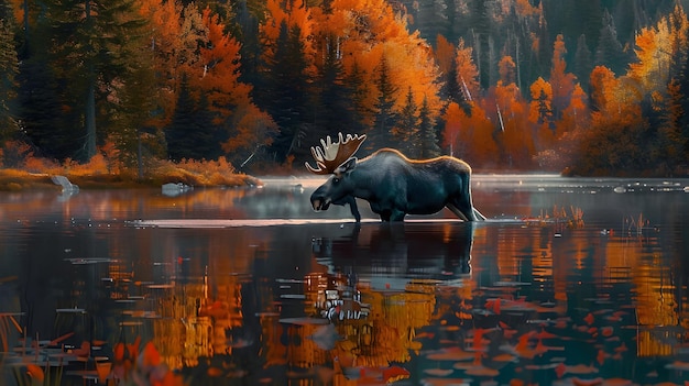 Majestic Moose in Autumnal Forest