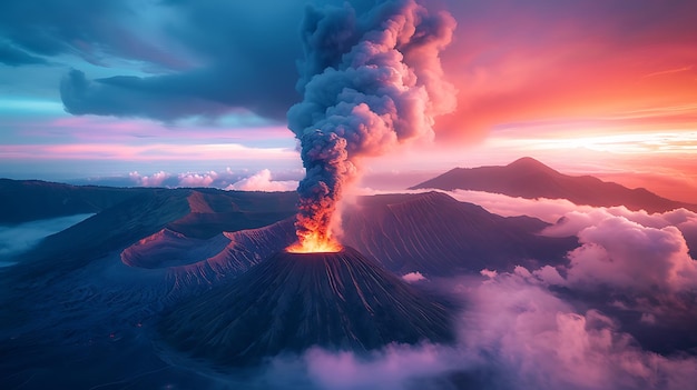 Majestic Mount Bromo Indonesia active volcano at sunrise