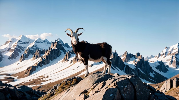 Majestic Mountain Goat Regal Alpinist on a mountain top peak cliff mountains landscape