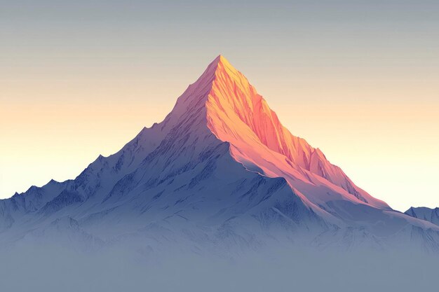 Photo a majestic mountain peak bathed in the warm glow of sunrise