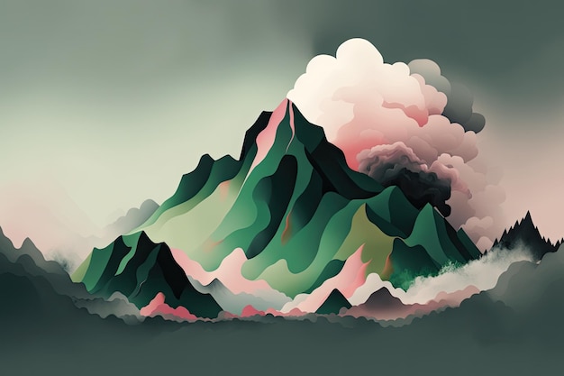 Majestic mountain peak shrouded in misty clouds Generative AI