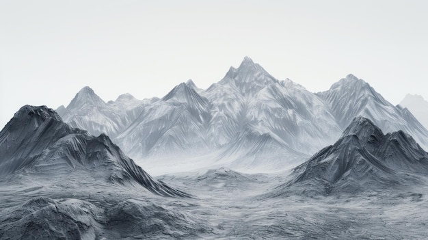 Majestic Mountain Range in Monochromatic Hues