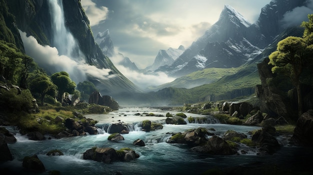 Majestic mountain range tranquil scene natural beauty generated by AI