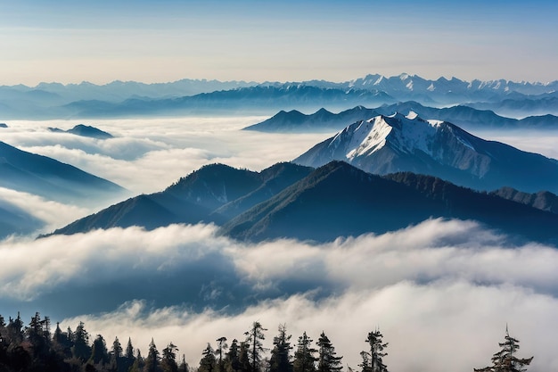 Majestic Mountain Vista with Clouds