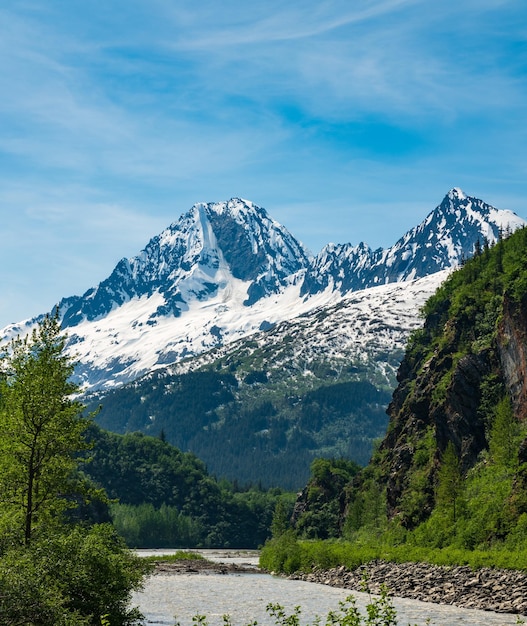 Majestic mountains from Keystone Canyon rise over trees