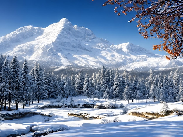 Majestic Mountains in a mysterious winter environment